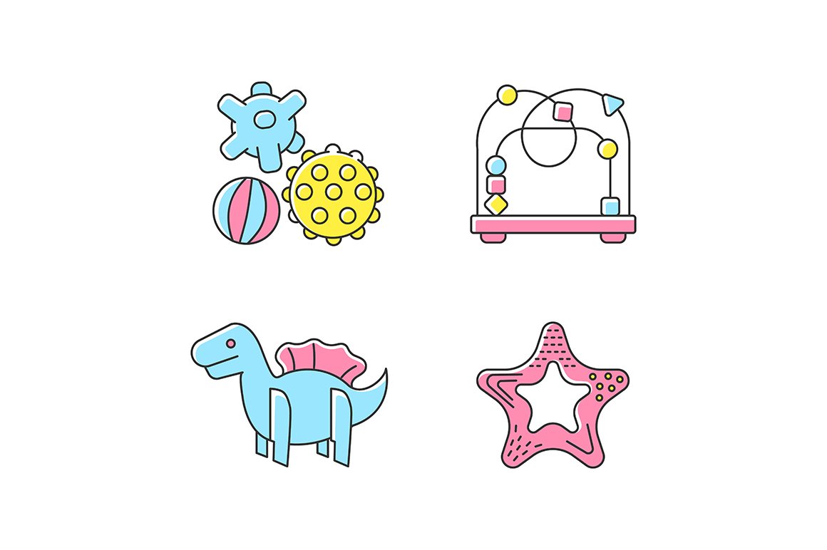 Children sensory toys color icons cover image.