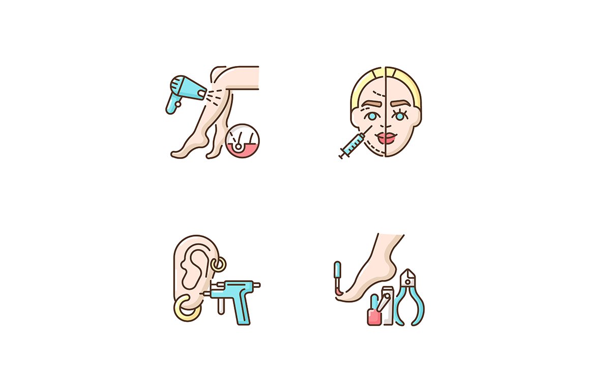 Beauty procedures RGB color icons cover image.