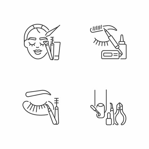 Face care linear icons set cover image.