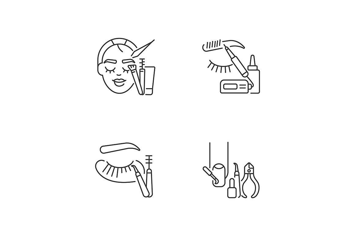 Face care linear icons set cover image.