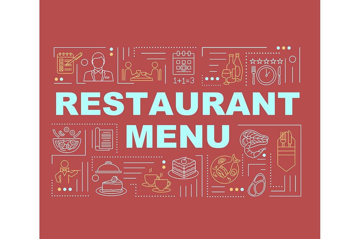 Restaurant menu word concepts banner cover image.