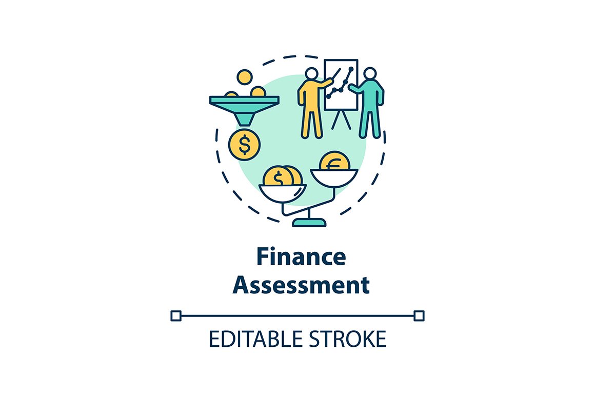 Finance assessment concept icon cover image.