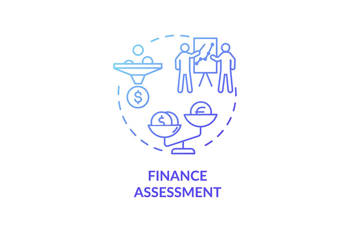 Finance assessment concept icon cover image.