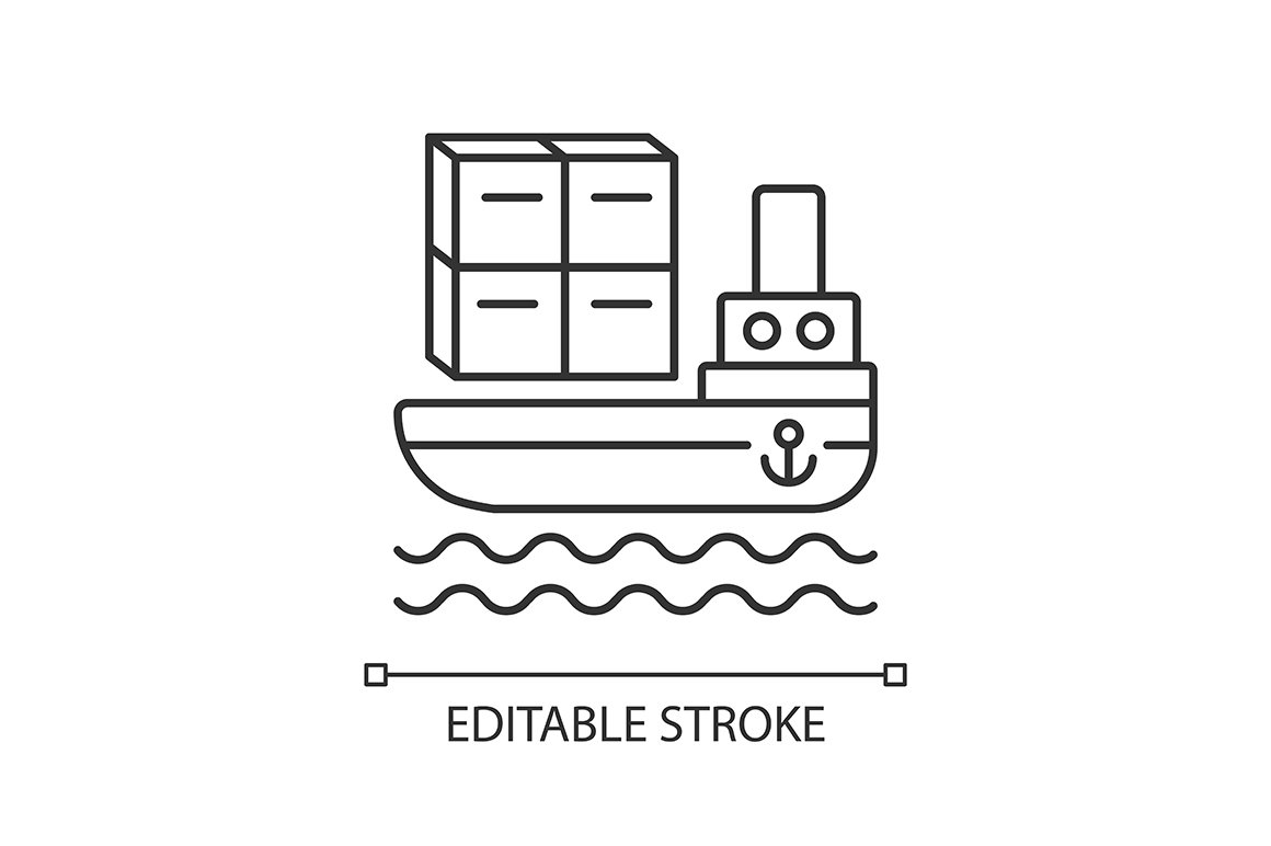 Shipping by sea linear icon cover image.