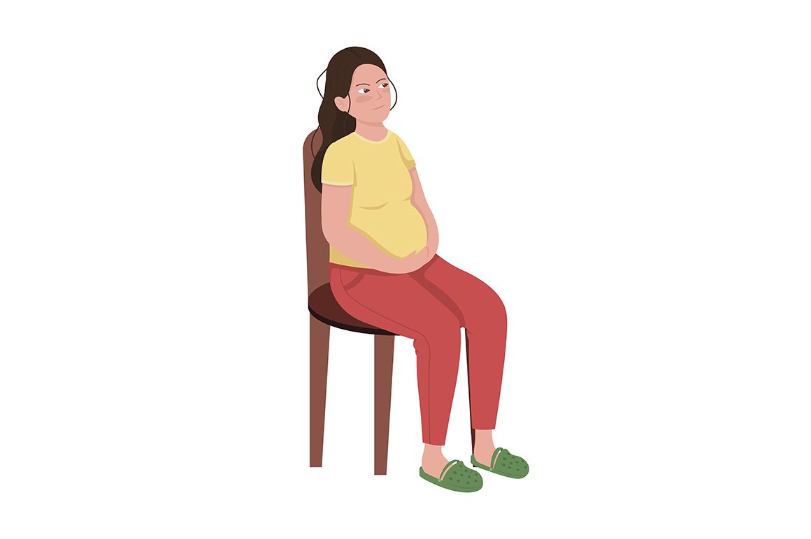 Pregnant woman flat color character cover image.