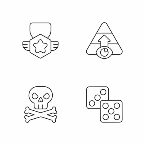 Videogame menu linear icons set cover image.