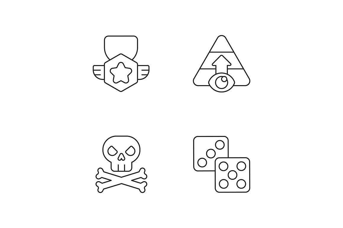 Videogame menu linear icons set cover image.