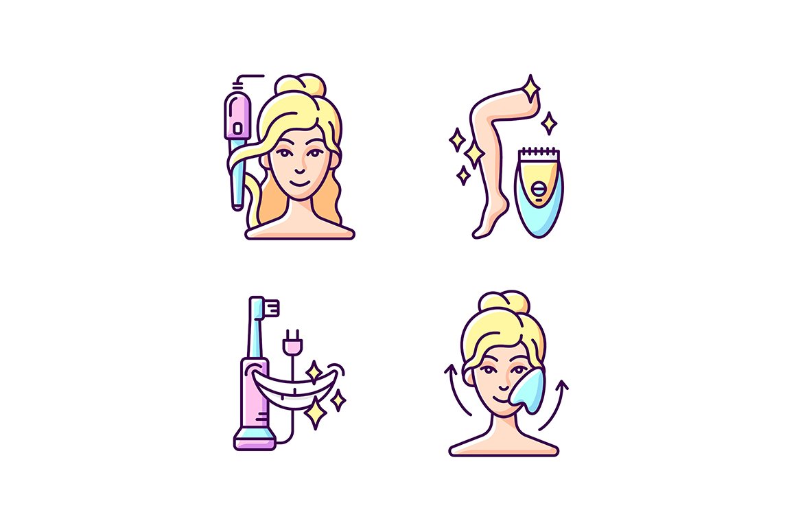 Skin-care tools RGB color icons set cover image.