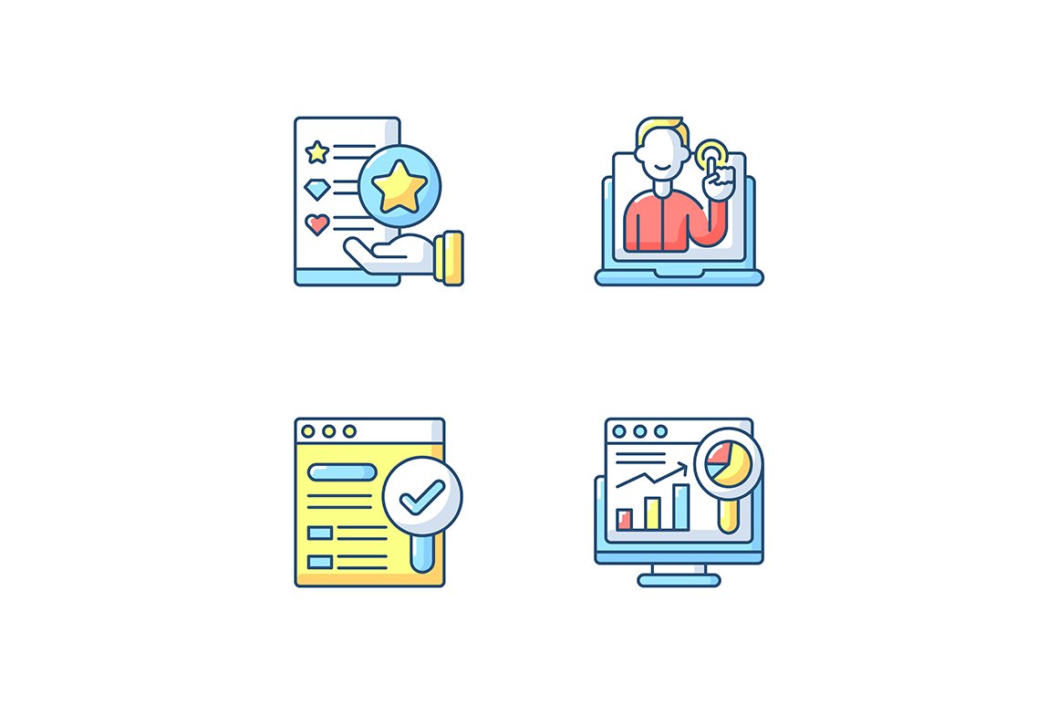 Web analytics and management icons cover image.