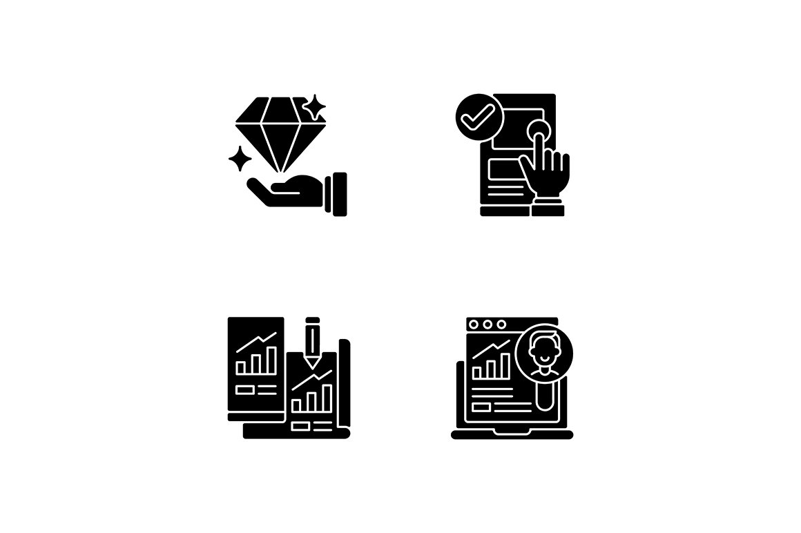 Website user experience glyph icons cover image.