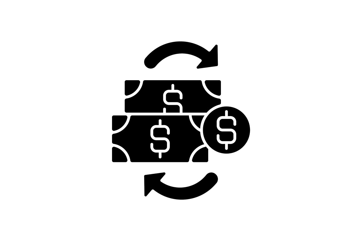 Financial transactions glyph icon cover image.