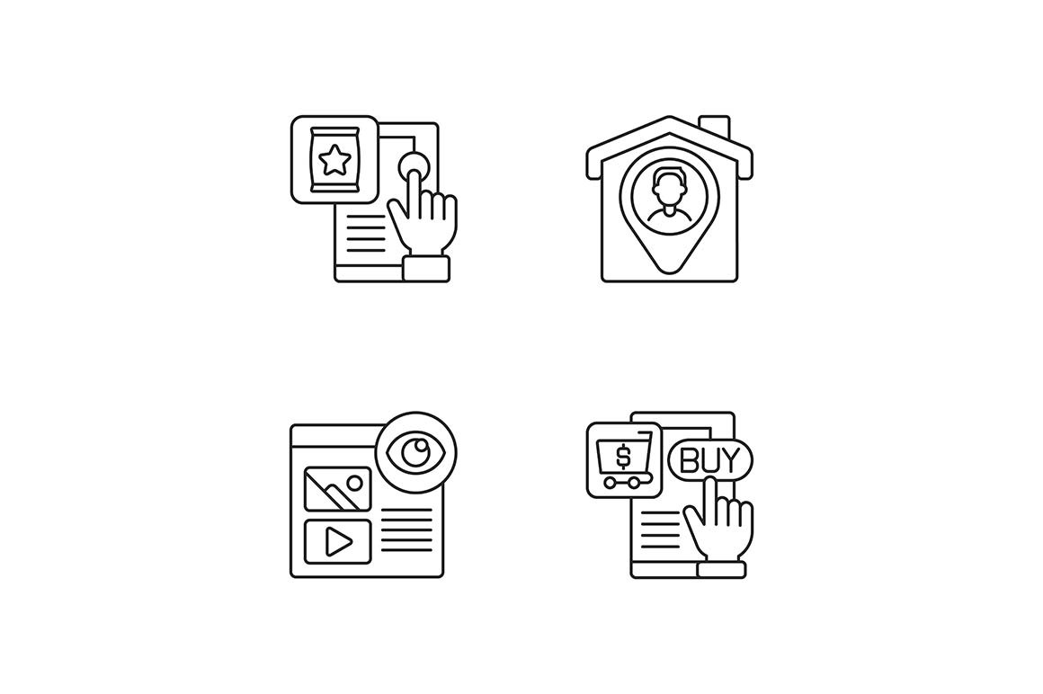 Web analytics linear icons set cover image.