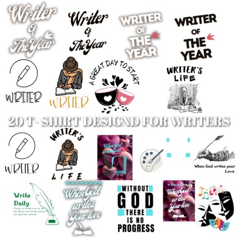 T-shirt Design Bundles For Writers | Writers Writers' T-shirt Design Bundles For Your Print On Demand Business cover image.