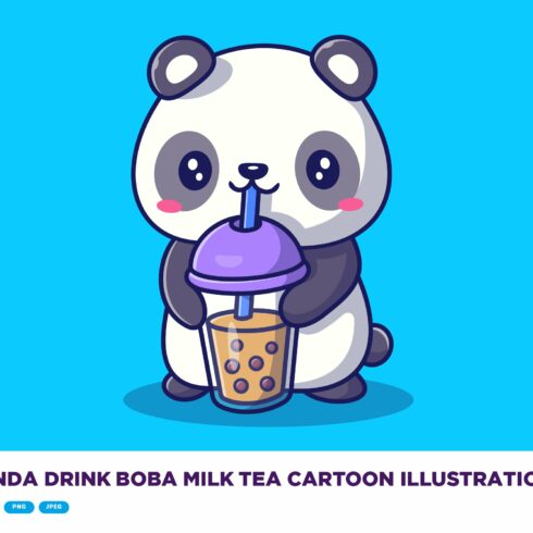 Cute Panda Drink Boba Milk Tea cover image.