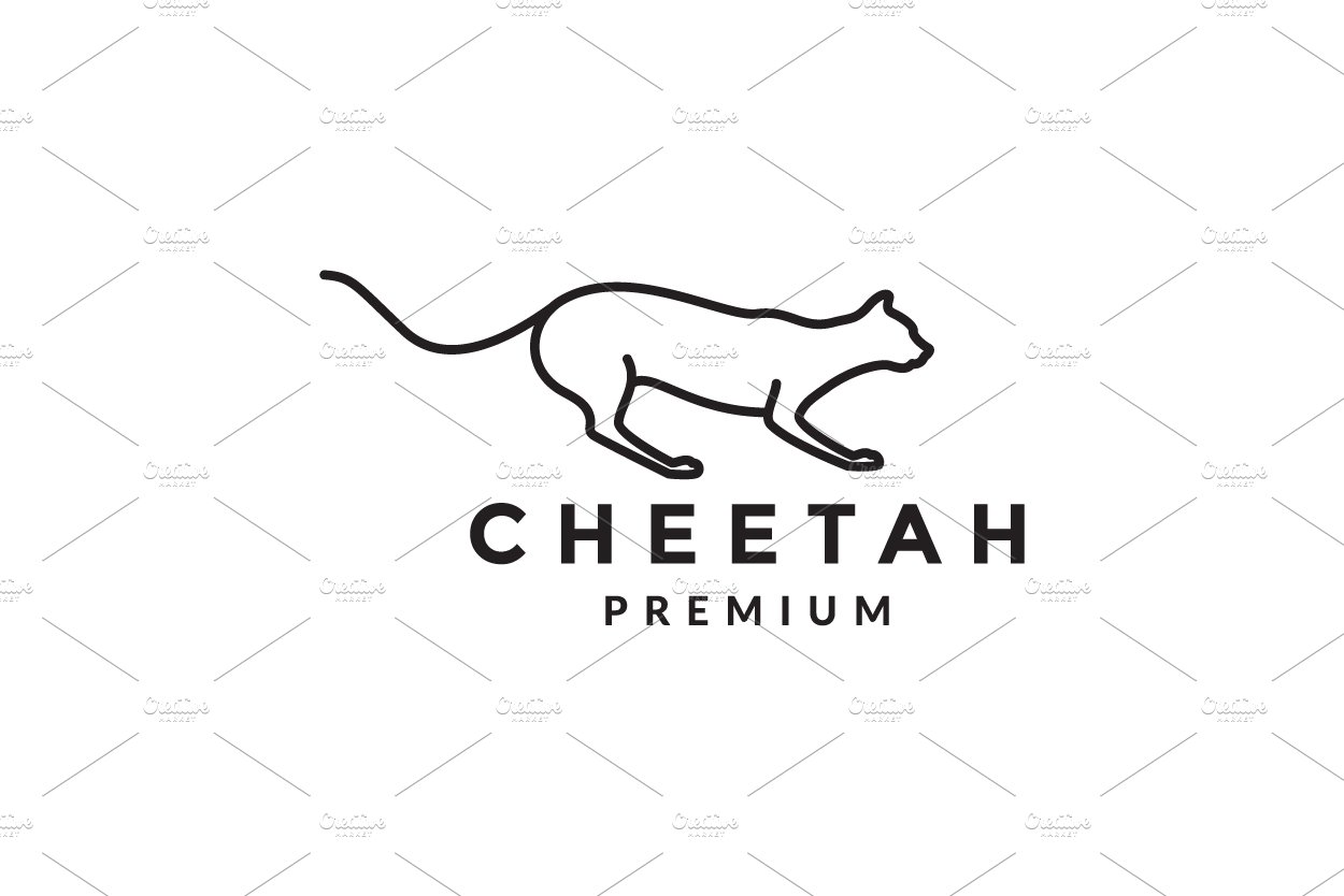 lines cheetah jump logo vector icon cover image.