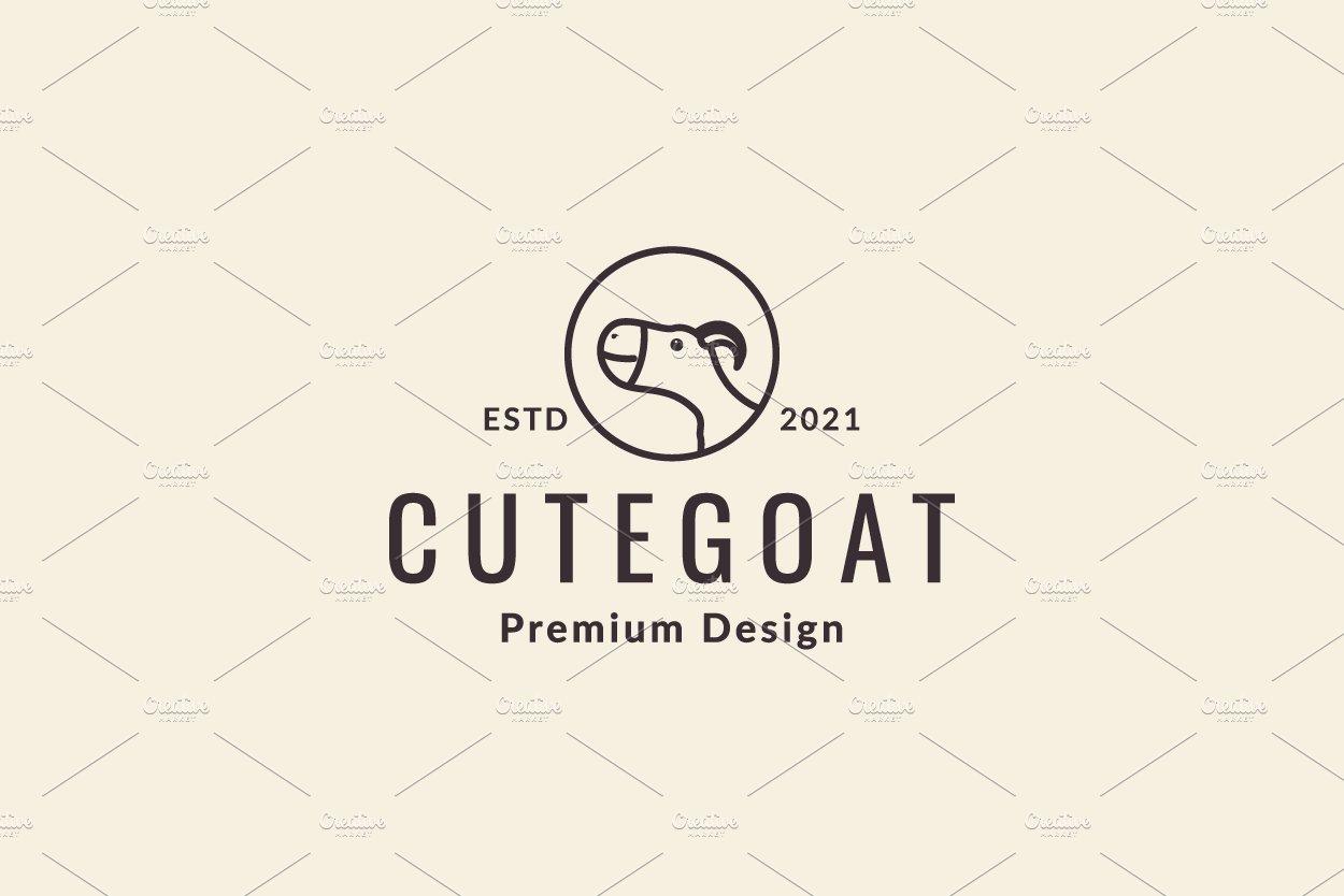 cute mountain goat line vintage logo cover image.