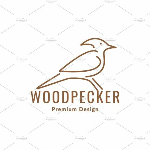 single line bird woodpecker logo cover image.