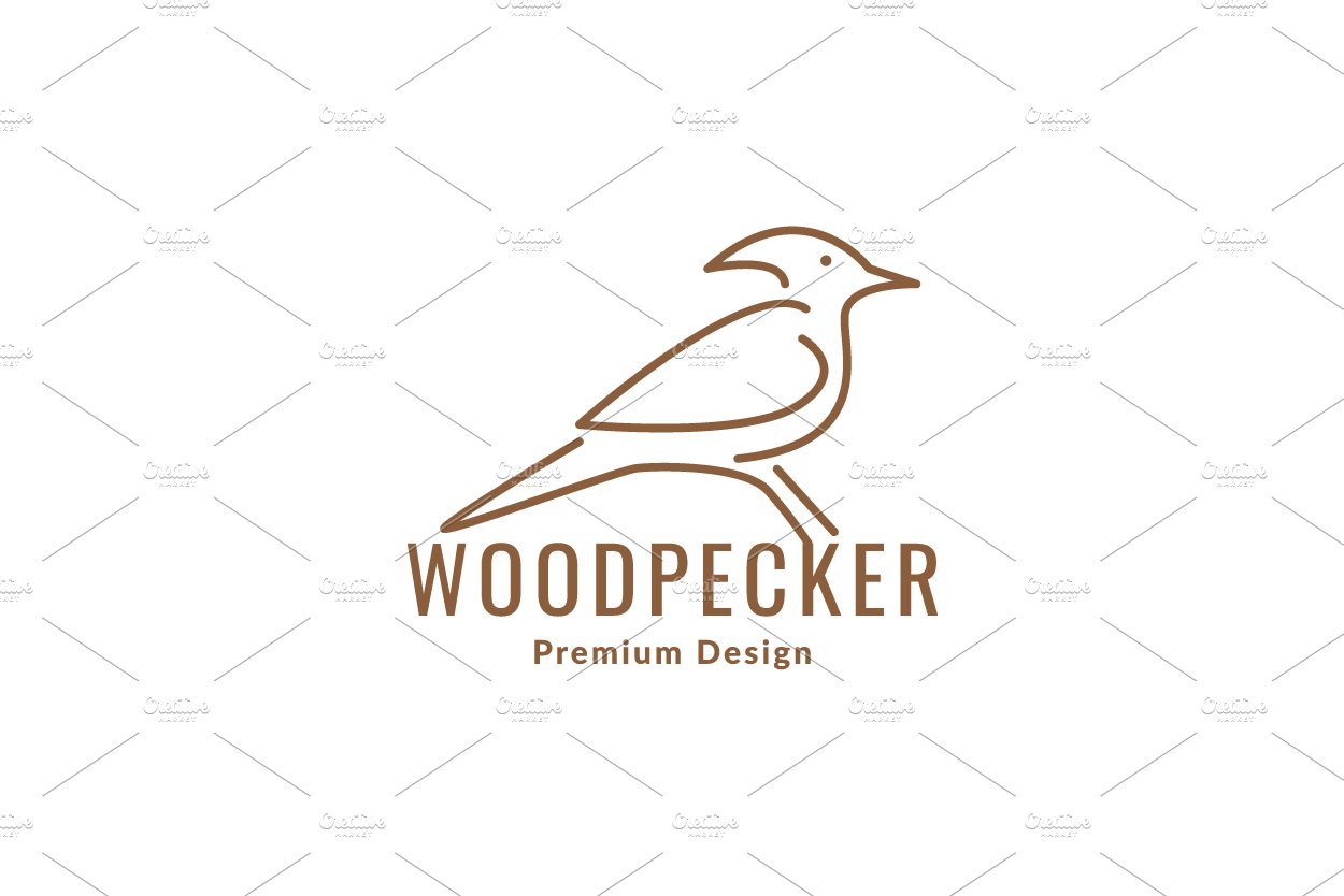 single line bird woodpecker logo cover image.
