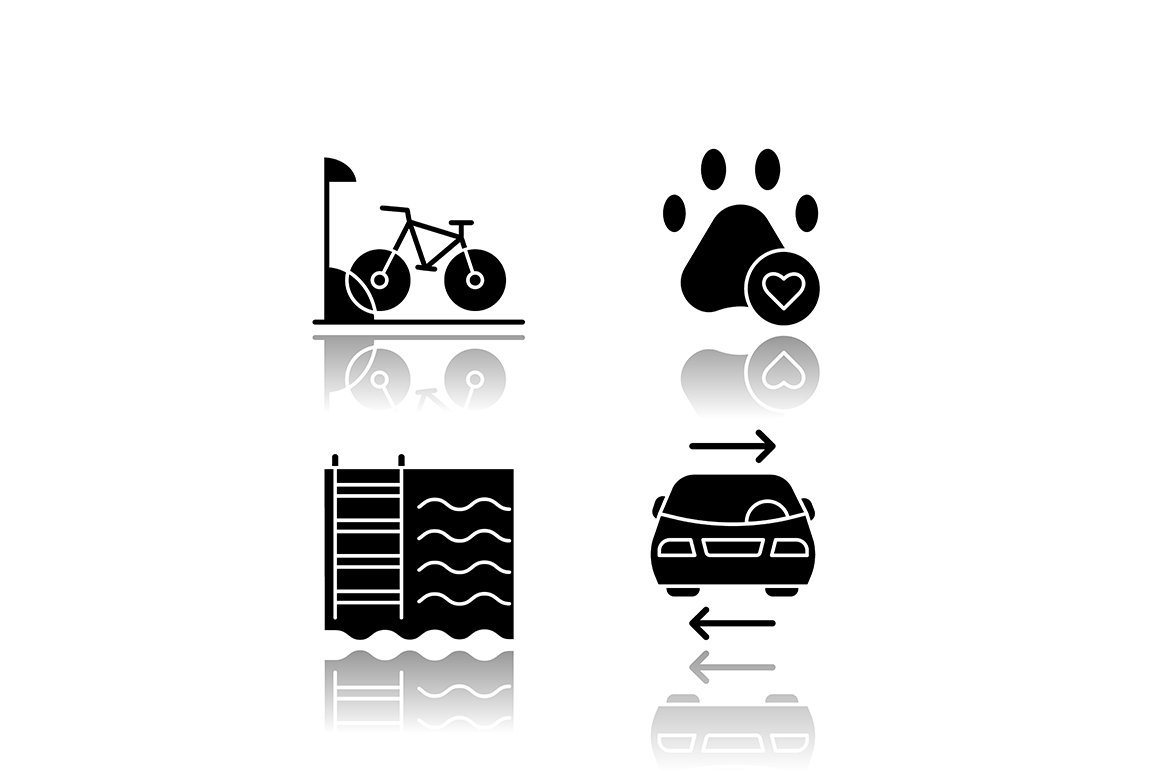 Apartment amenities icons set cover image.