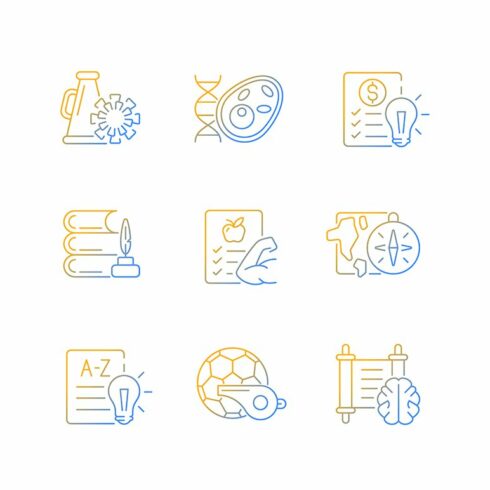 Various school subjects icons set cover image.