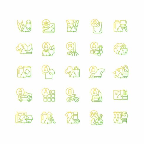 Recycled materials icons set cover image.