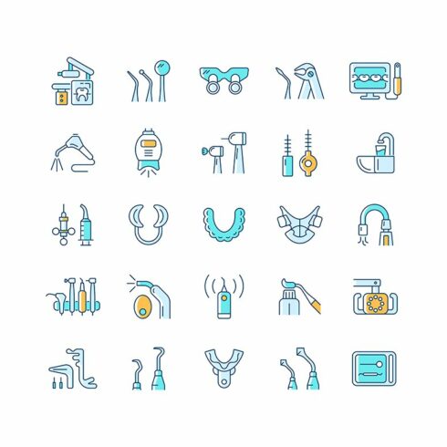 Dentistry tools and materials icons cover image.