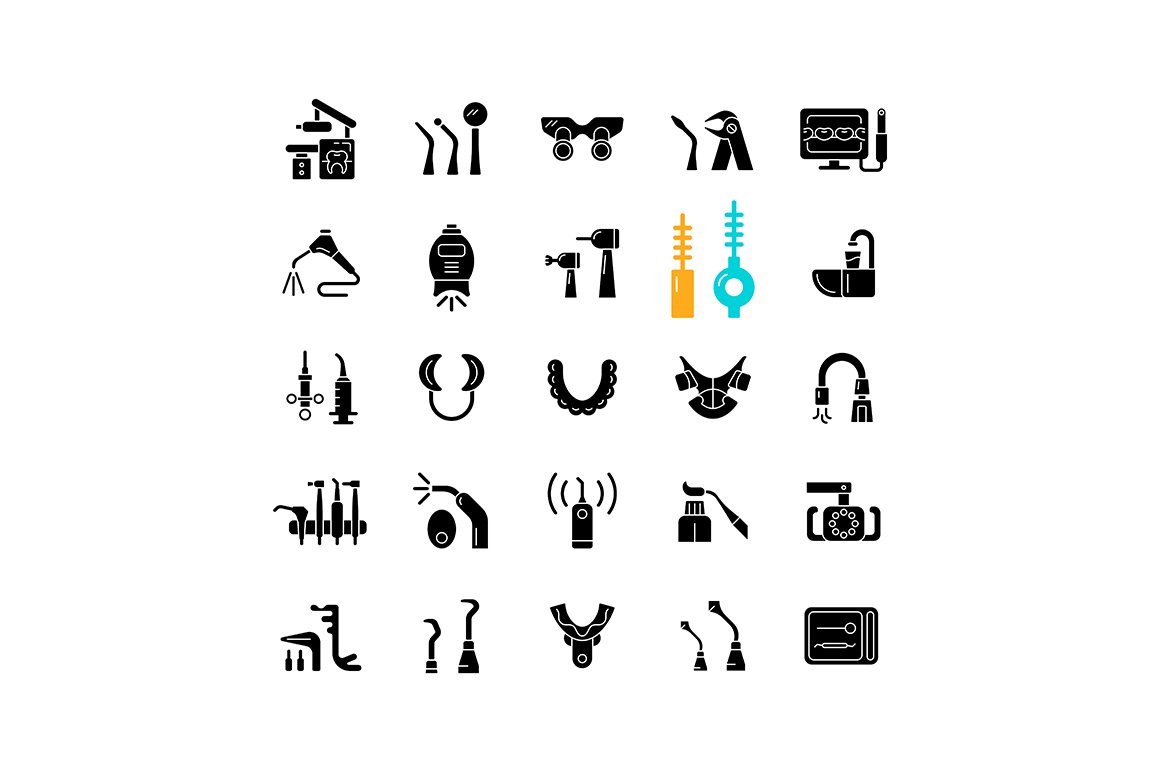 Dentistry tools and materials icons cover image.