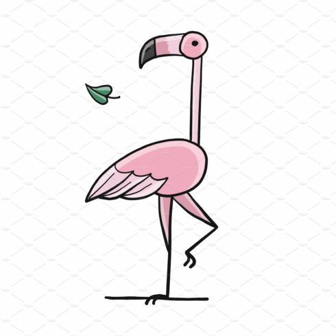 Pink Flamingo isolated on white cover image.