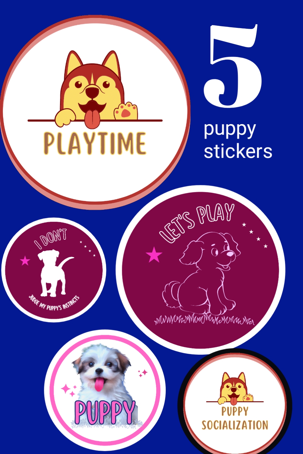 Free Puppy sticker bundles Printable pinterest preview image.