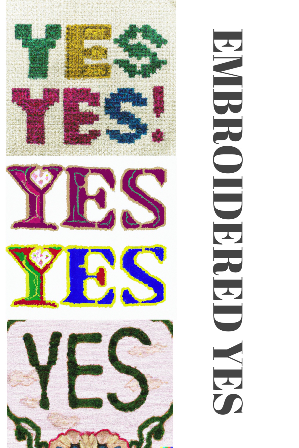 Printful embroidered YES design for T-shirt pinterest preview image.