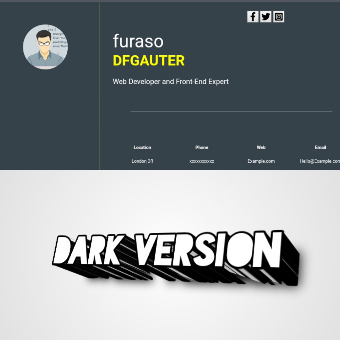 Furaso Dfgauter Single Page Layout Html and CSS CV/Resume Template cover image.