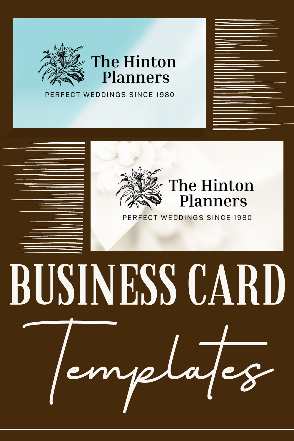 Creative And Modern Wedding Planner Business Card Templates pinterest preview image.