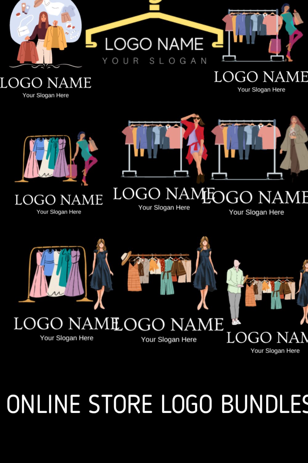 Fashion Online Store Logo | Online Clothing Logo Bundles pinterest preview image.