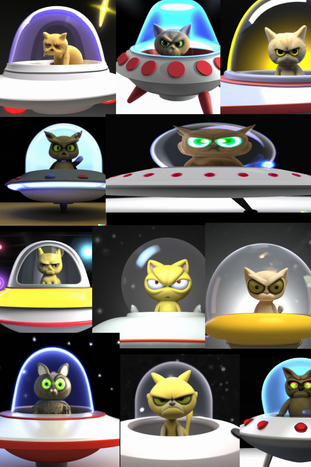 3D render of an annoyed cat in a spaceship, digital art pinterest preview image.
