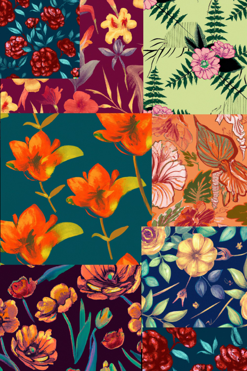 Tropical flower pattern Design, Blossom flower, digital art pinterest preview image.