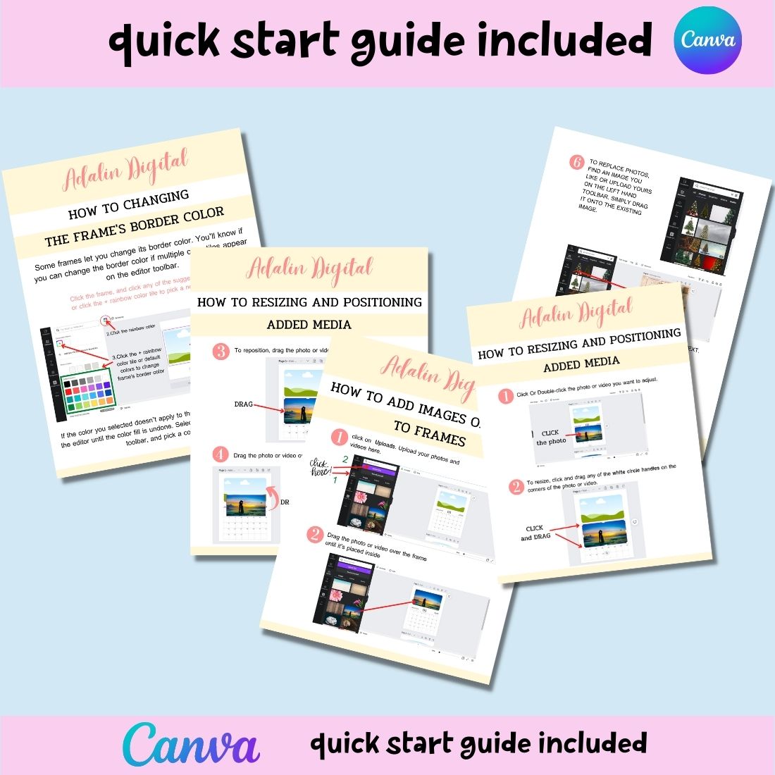 The quick start guide includes instructions for creating a quick start guide.