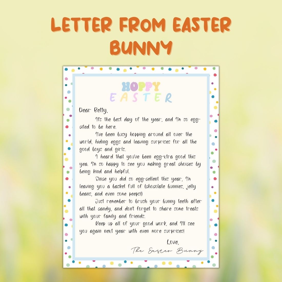 EDITABLE Letter from Easter Bunny preview image.