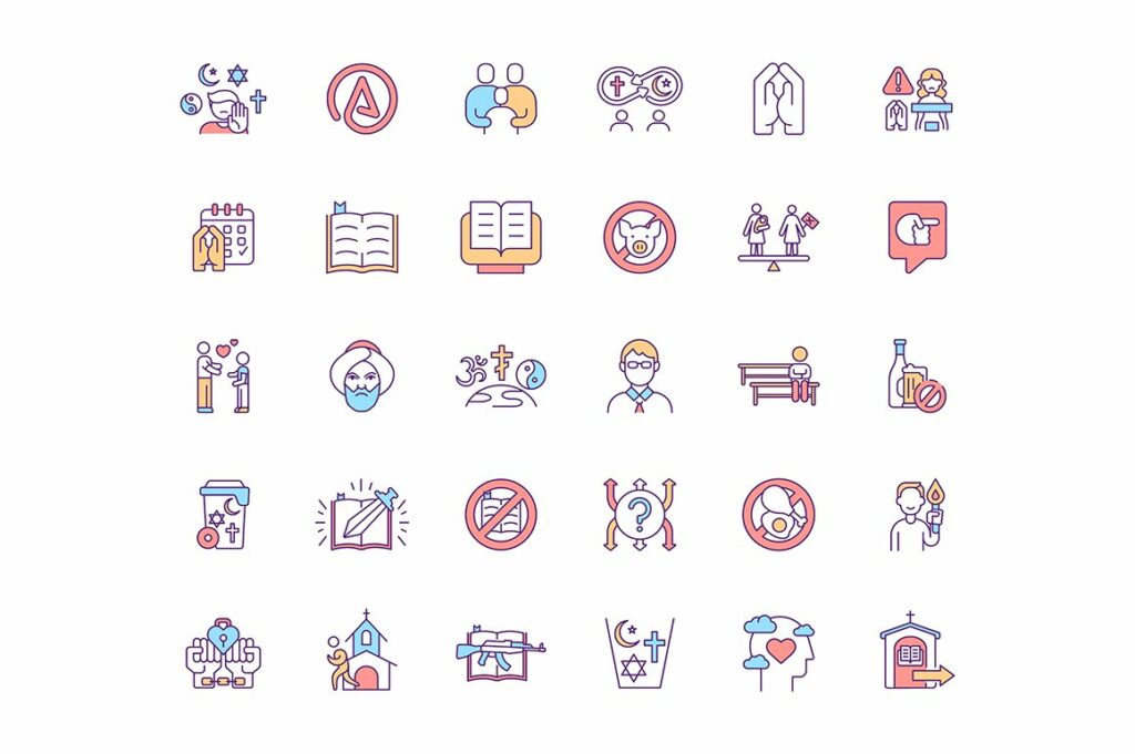 Religious values and problems icons – MasterBundles