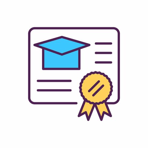 Academic degree RGB color icon cover image.