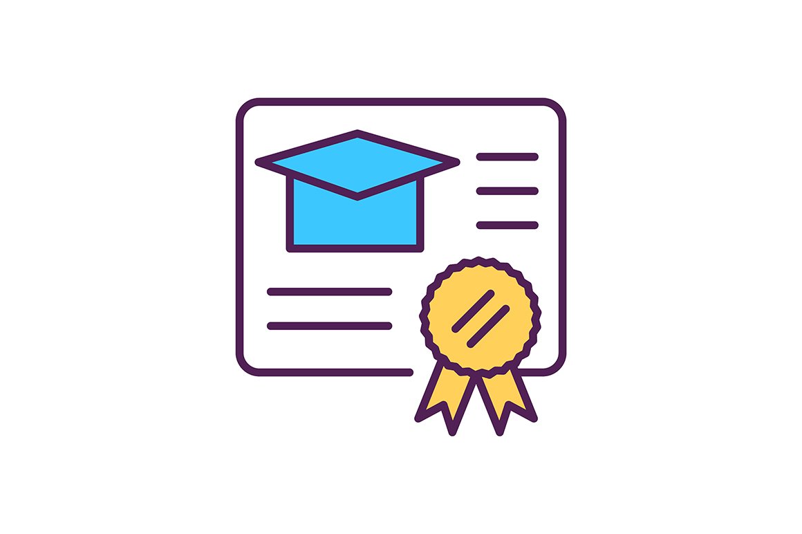 Academic degree RGB color icon cover image.