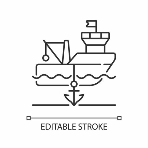 Anchored ship linear icon cover image.