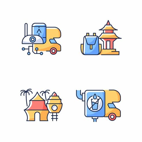 Vacation RGB color icons set cover image.