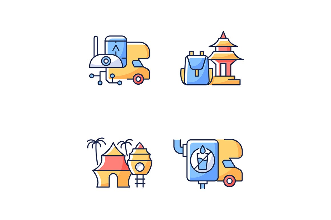 Vacation RGB color icons set cover image.
