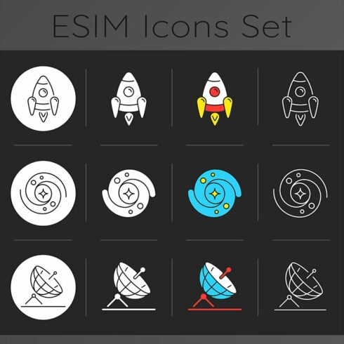 Astronautic dark theme icons set cover image.