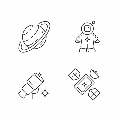 Astronautic linear icons set cover image.