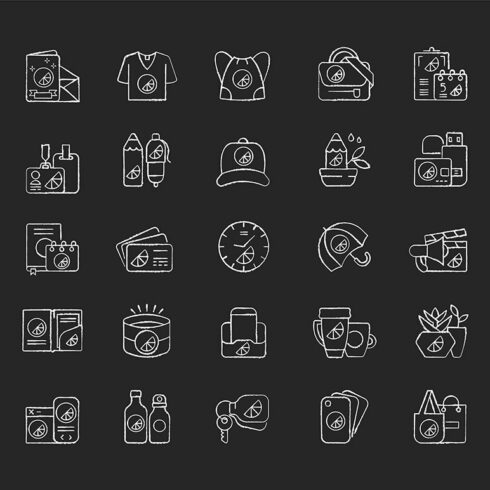 Company branding materials icons set cover image.