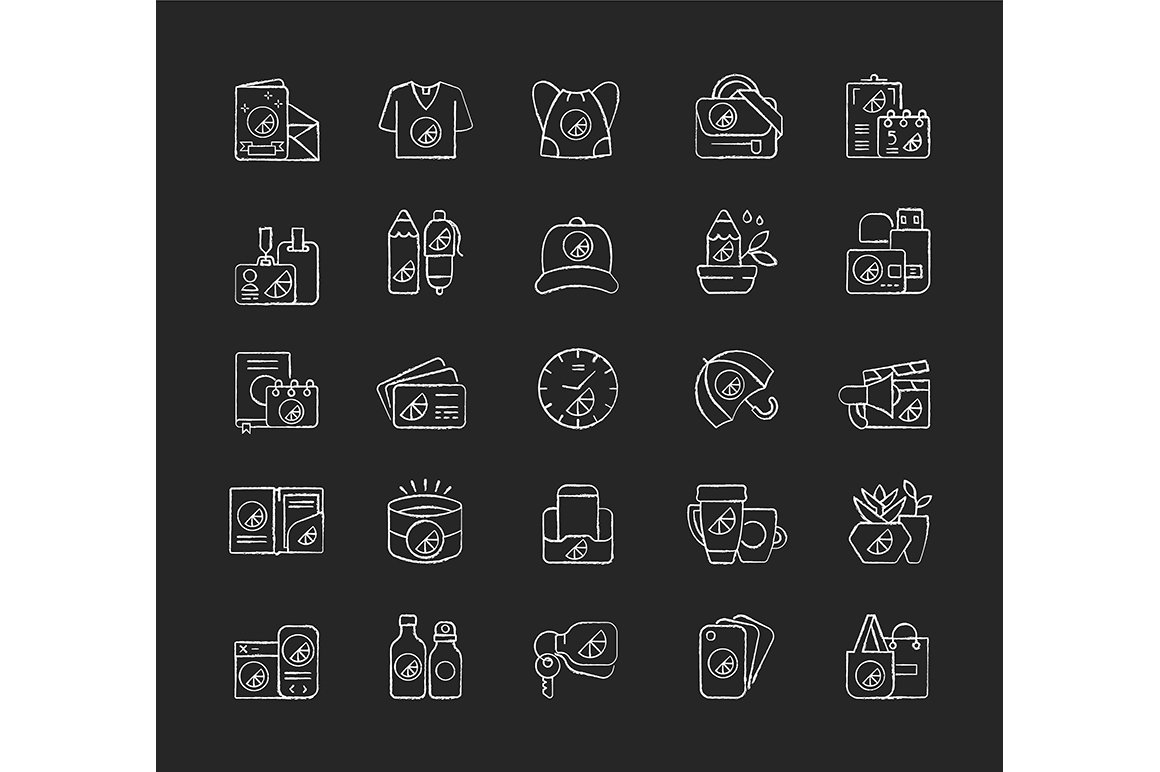 Company branding materials icons set cover image.