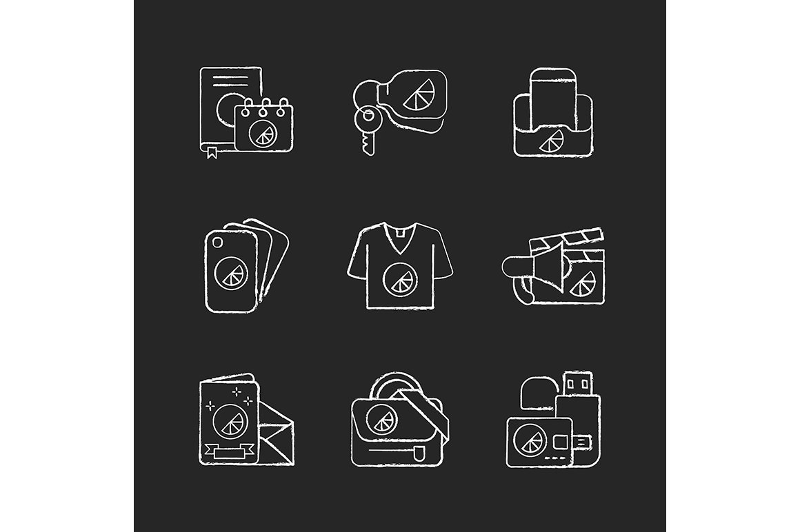 Company branding materials icons set cover image.