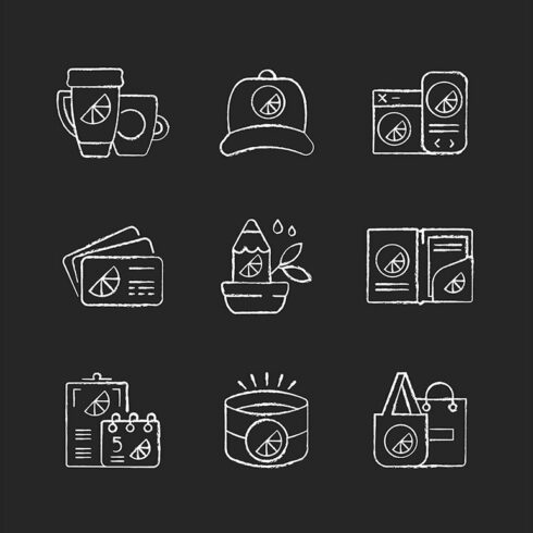 Company branding materials icons set cover image.