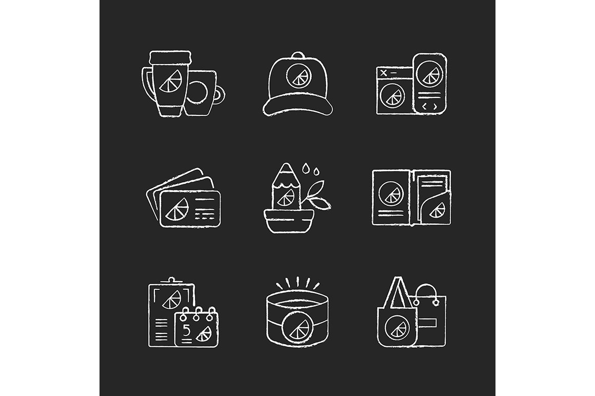 Company branding materials icons set cover image.